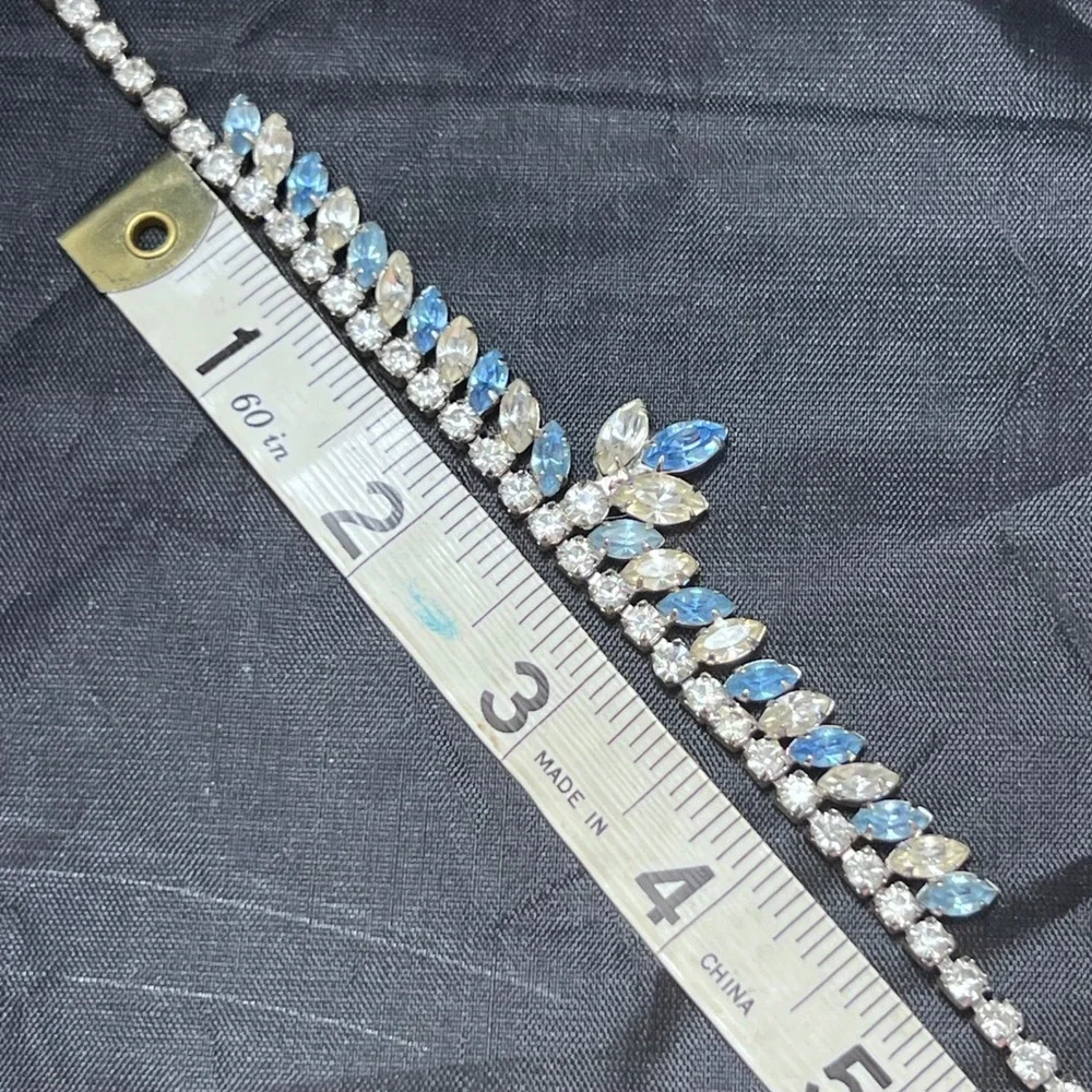 Crystal Drop Necklace with Blue and Champagne Stones